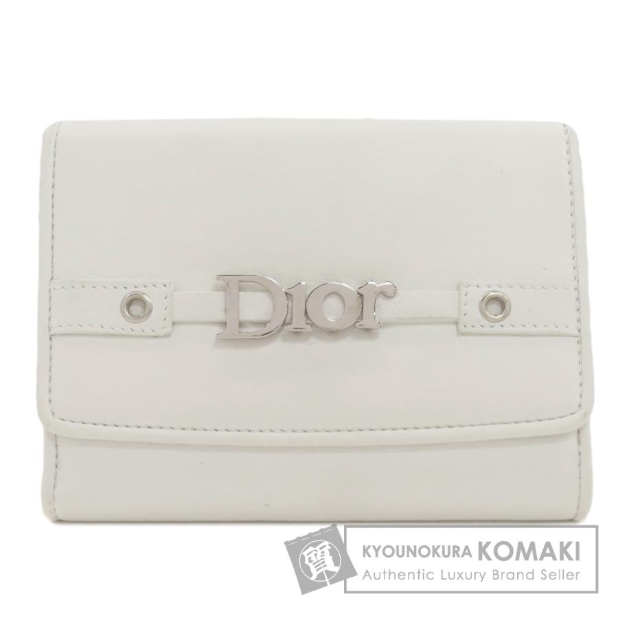 CHRISTIAN DIOR クリスチャンディオール ロゴ 二つ折り財布（小銭入れあり） レザー レディース [中古] CHRISTIAN DIOR クリスチャンディオール ロゴ 二つ折り財布（小銭入れ