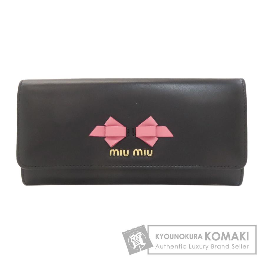 miumiu ミュウミュウ リボンモチーフ 長財布 小銭入れ有 レザーレディース miu miu（ミュウミュウ） リボンモチーフ 長財布（小銭入れあり