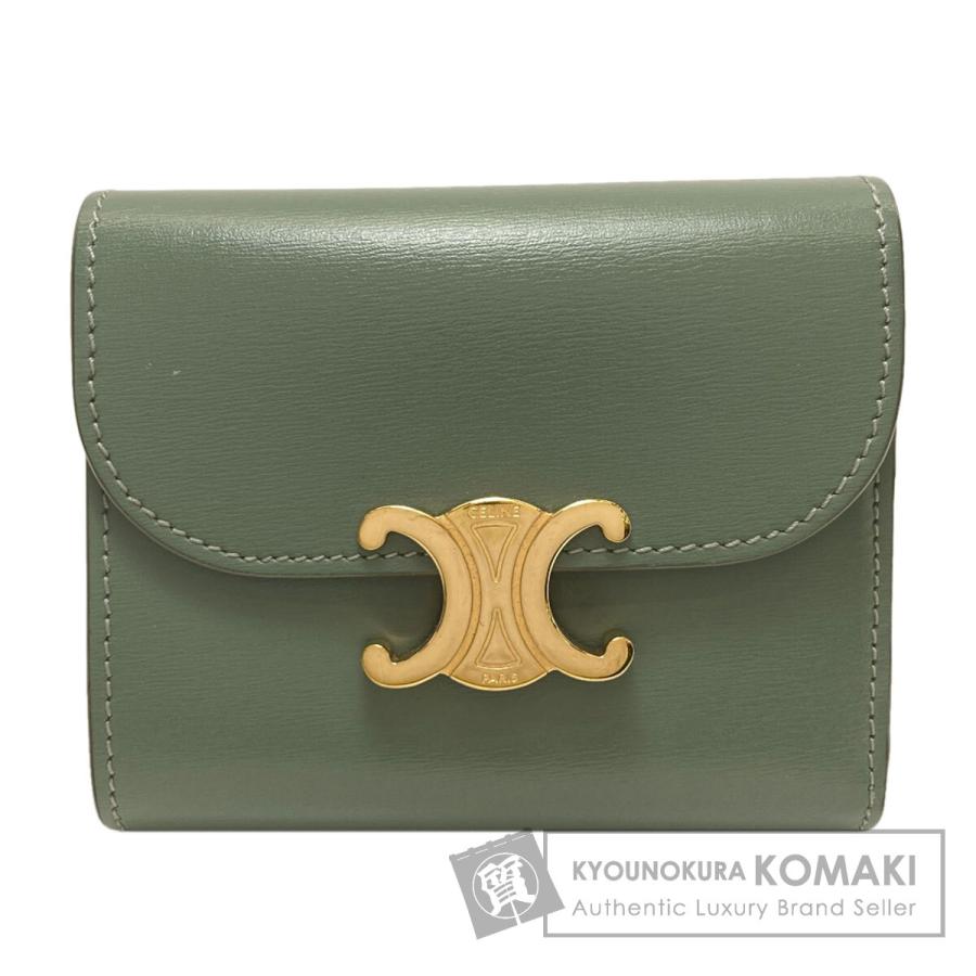 CELINE セリーヌ トリオンフ フラップ 三つ折り 二つ折り財布（小銭入れあり） カーフ レディース [中古] CELINE（セリーヌ） トリオンフ フラップ 三つ折り 二つ折り財布（小銭