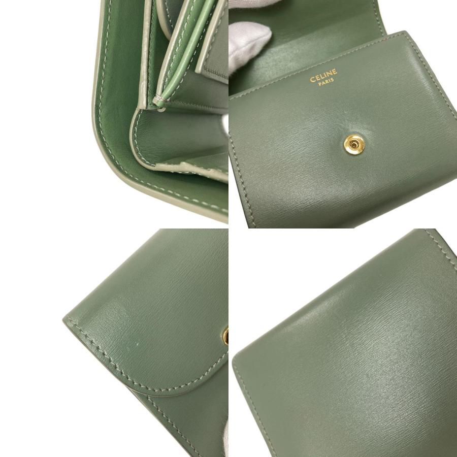CELINE セリーヌ トリオンフ フラップ 三つ折り 二つ折り財布（小銭入れあり） カーフ レディース [中古] CELINE（セリーヌ） トリオンフ フラップ 三つ折り 二つ折り財布（小銭
