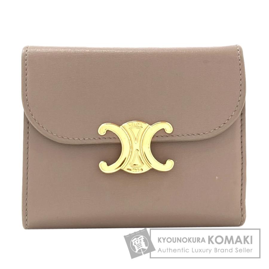 CELINE セリーヌ トリオンフ フラップ 三つ折り 二つ折り財布（小銭入れあり） カーフ レディース [中古] CELINE（セリーヌ） トリオンフ フラップ 三つ折り 二つ折り財布（小銭