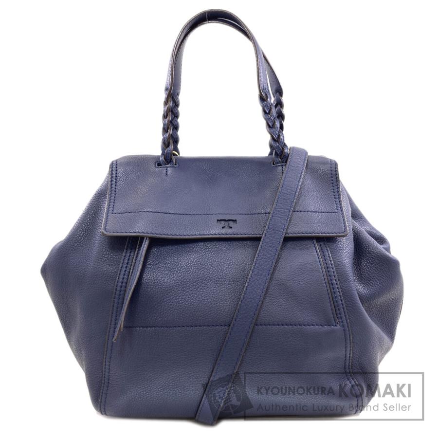 ✨美品✨ トリーバーチ ハーフムーン ハンドバッグ ネイビー レザー TORY BURCH（トリーバーチ） ハーフムーン 2WAY ハンドバッグ レザー