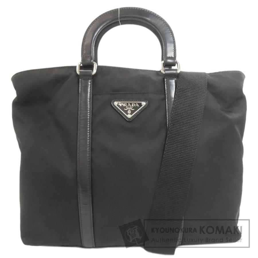 【PRADA】2wayバッグ　ハンドバッグ　ロゴ金具　ナイロン　ブラック PRADA（プラダ） 2WAY ロゴ金具 ハンドバッグ ナイロン素材 レディース