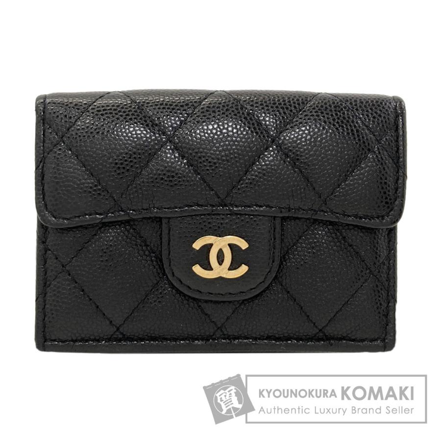 CHANEL 三つ折り財布 ブラック ココマーク CHANEL（シャネル） マトラッセ ココマーク ゴールド金具 三つ折り財布