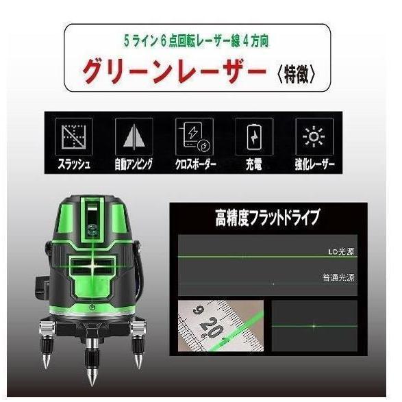 5ライン6点 グリーンレーザー墨出し器/受光器/三脚/水平器/墨出器/水準