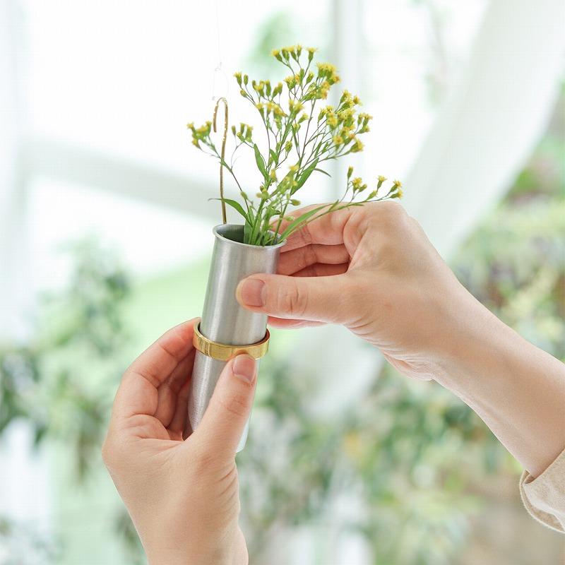 花瓶 一輪挿し ブラス＆アルミシリンダーベース Lサイズ in bloom イン