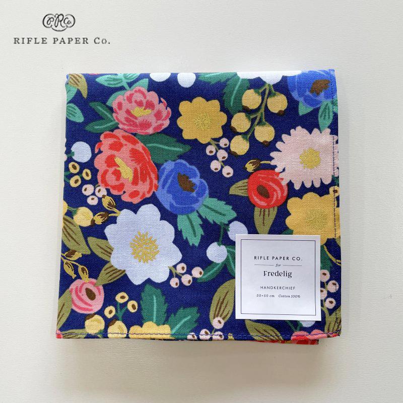 ライフルペーパー ハンカチ ビンテージブロッサム ネイビー ハンカチ