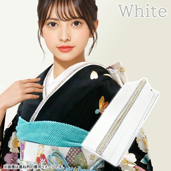 重ね衿 パールビーズ ラインストーン 桜 地紋 取り付けピン付き