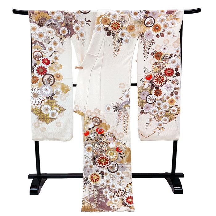 セール】仕立て付き 正絹 振袖 フルセット32点 f-002 ベージュ