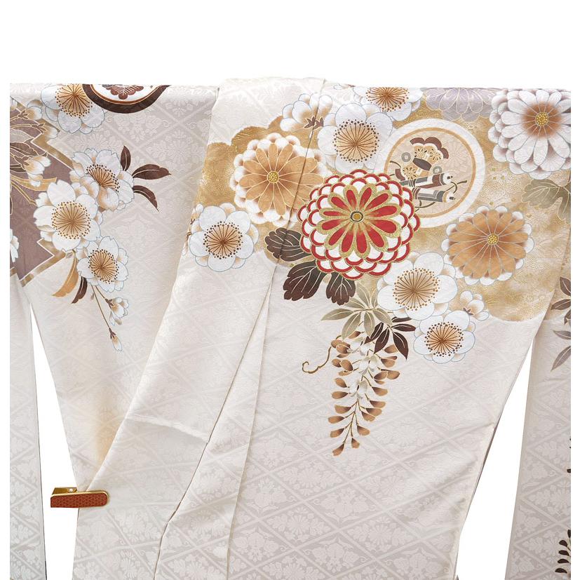 セール】仕立て付き 正絹 振袖 フルセット32点 f-002 ベージュ