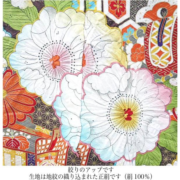 13正絹　振袖 グリーン花模様 楽天市場】仕立て付き 正絹 振袖単品 f-006-t 青緑 ブルー