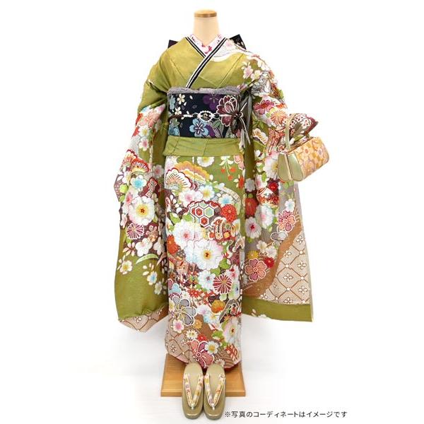 仕立付き 正絹 振袖単品 f-013-t 緑色 抹茶色 刺繍 振袖 卒業式 仕立付き 正絹 振袖単品 f-013-t 緑色 抹茶色 刺繍 振袖 卒業式