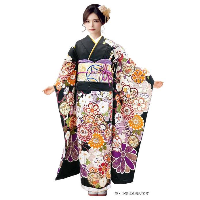 正絹振袖桃色駒刺繍成人式卒業式