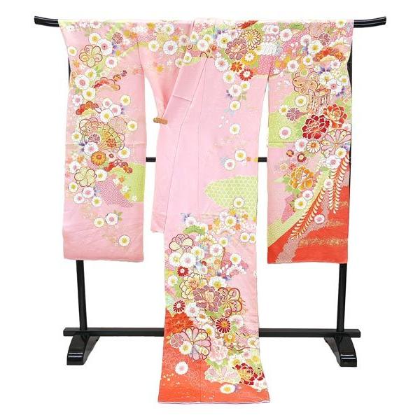 仕立て付き 正絹 振袖 フルセット32点 辻が花絞り f-019 ピンク色 成人