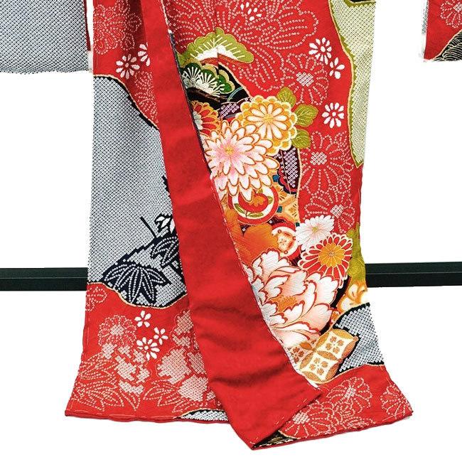 セール>仕立付 総絞り 古典柄 正絹総絞り振袖 単品 刺繍入り f セール>仕立付 総絞り 古典柄 正絹総絞り振袖 単品 刺繍入り f