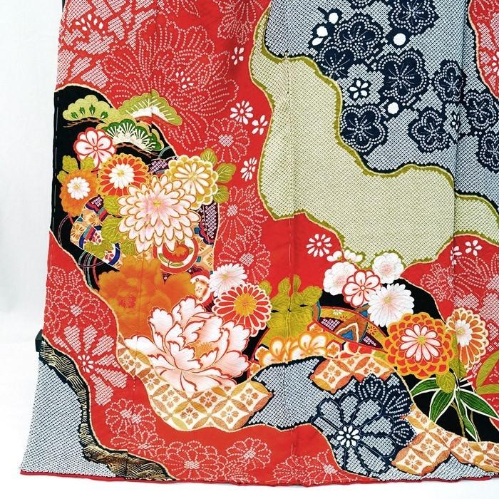 セール>仕立付 総絞り 古典柄 正絹総絞り振袖 単品 刺繍入り f セール>仕立付 総絞り 古典柄 正絹総絞り振袖 単品 刺繍入り f