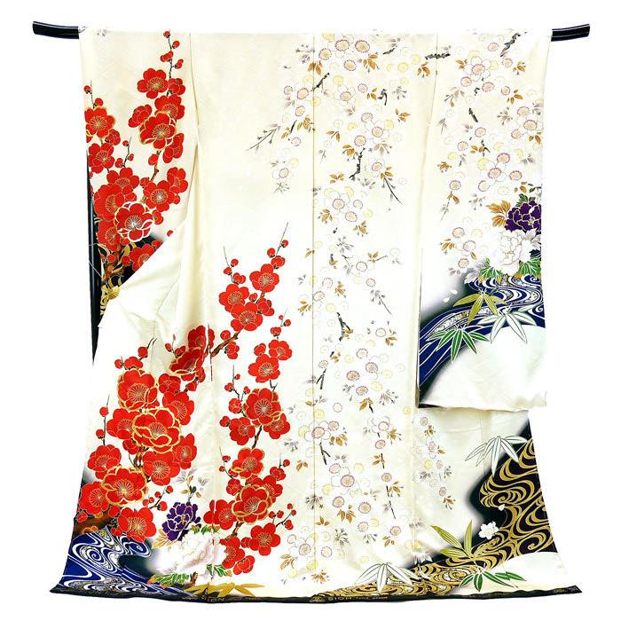 人気 くすみ色 正絹振袖 仕立て付き ベージュ色 梅 桜 振り布 絹 人気 くすみ色 正絹振袖 仕立て付き ベージュ色 梅 桜 振り布 絹
