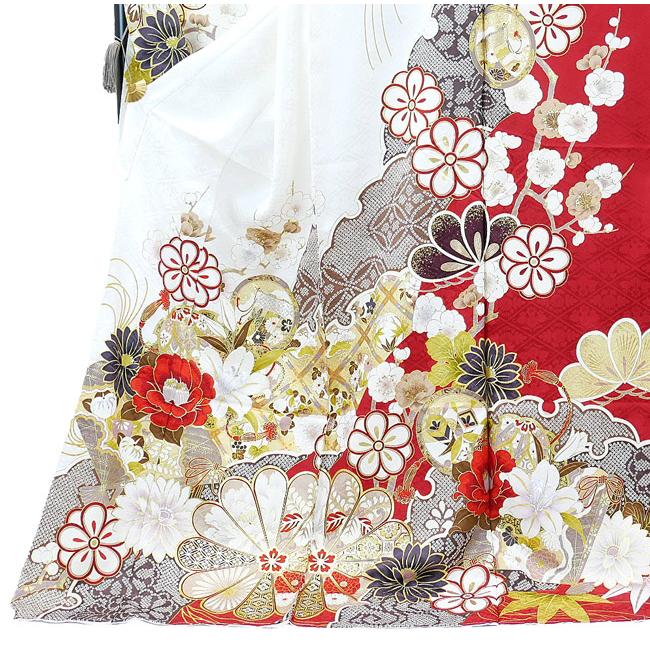 【新品　正絹お振袖　サイズ自由　10点フルセット　赤　大小さくら】 新品 正絹お振袖 サイズ自由 オーダーメイド フルセット 赤 本格