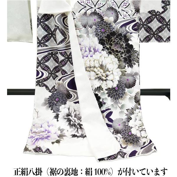 セール】 仕立付き 正絹振袖 フルセット32点 白色 くすみ色 花柄 セール】 仕立付き 正絹振袖 フルセット32点 白色 くすみ色 花柄