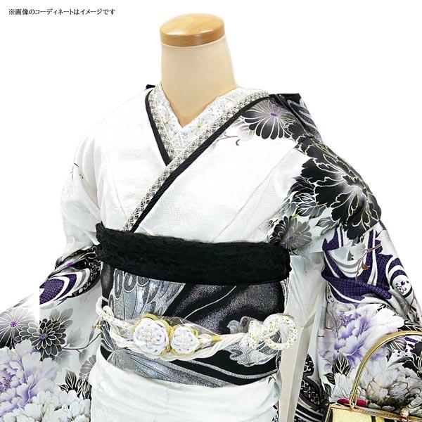 セール】 仕立付き 正絹振袖 フルセット32点 白色 くすみ色 花柄 セール】 仕立付き 正絹振袖 フルセット32点 白色 くすみ色 花柄