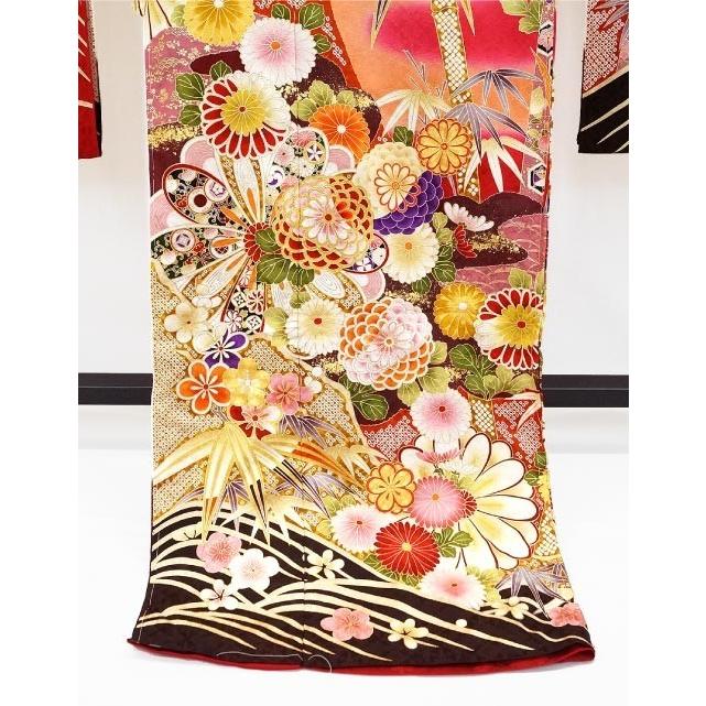 新品 丹後ちりめん 古典柄 振袖 晴れ着 成人式 結婚式 京友禅 手描き 和装 No.252 【ご好評により完売】【正絹 手絞り刺繍】鮮やかに咲き誇る古典