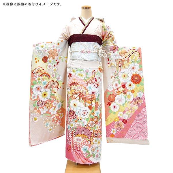 セール】仕立て付き 正絹 振袖単品 f-513-t 辻が花絞り 薄ピンク