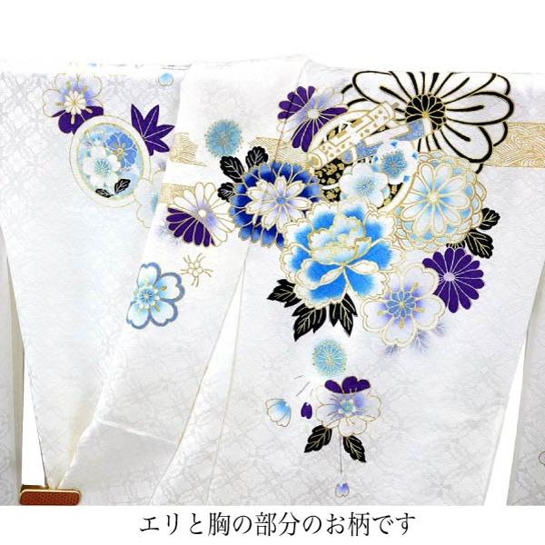 振袖 正絹 新品 着物単品 仕立て上がり ホワイト NO31359 仕立て付き 正絹 振袖単品 f-582-t 古典柄 白 ホワイト 水色 青 ブルー