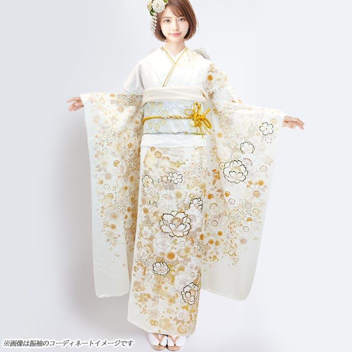 セール】仕立付き 正絹振袖 フルセット32点 金彩 ホワイト 桜 f セール】仕立付き 正絹振袖 フルセット32点 金彩 ホワイト 桜 f
