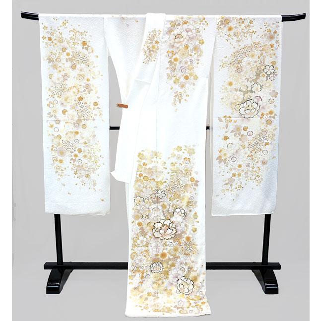 セール】仕立付き 正絹振袖 フルセット32点 金彩 ホワイト 桜 f セール】仕立付き 正絹振袖 フルセット32点 金彩 ホワイト 桜 f