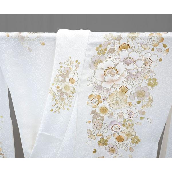 セール】仕立付き 正絹振袖 フルセット32点 金彩 ホワイト 桜 f セール】仕立付き 正絹振袖 フルセット32点 金彩 ホワイト 桜 f