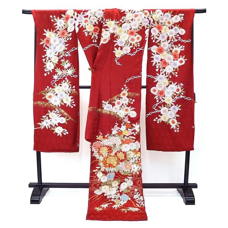 特選品 手刺繍振袖 仕立付き 四季花文 赤色 f-784 尾峨佐染繍 特選品 手刺繍振袖 仕立付き 四季花文 赤色 f-784 尾峨佐染繍