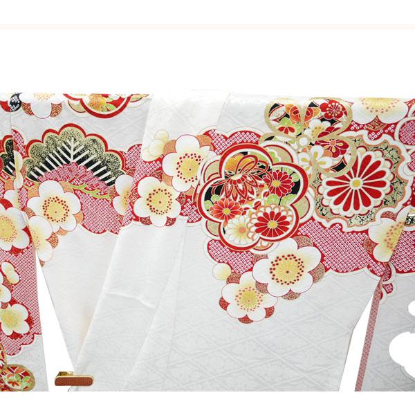 ⭐️可愛い振袖フルセット　正絹振袖　成人式　白地系　地紋柄　銀通し　駒刺繍 セール】仕立て付き 正絹振袖単品 白地 古典柄 絹100% f-791-t 御所車