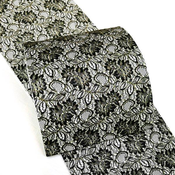 仕立て付き レース 袋帯 全通 fo-014 黒 ブラック 金糸 日本製 仕立て付き レース 袋帯 全通 fo-014 黒 ブラック 金糸 日本製