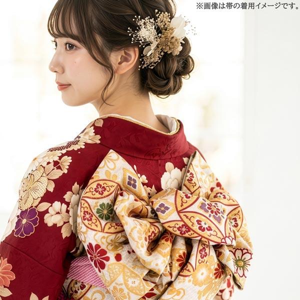 袋帯 西陣織 仕立て付 成人式 振袖 fo-049 銀 シルバー 金 ゴールド