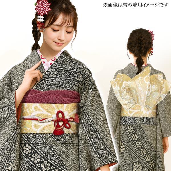 袋帯 西陣織 仕立て付 成人式 振袖 fo-053 金 ゴールド 卒業式