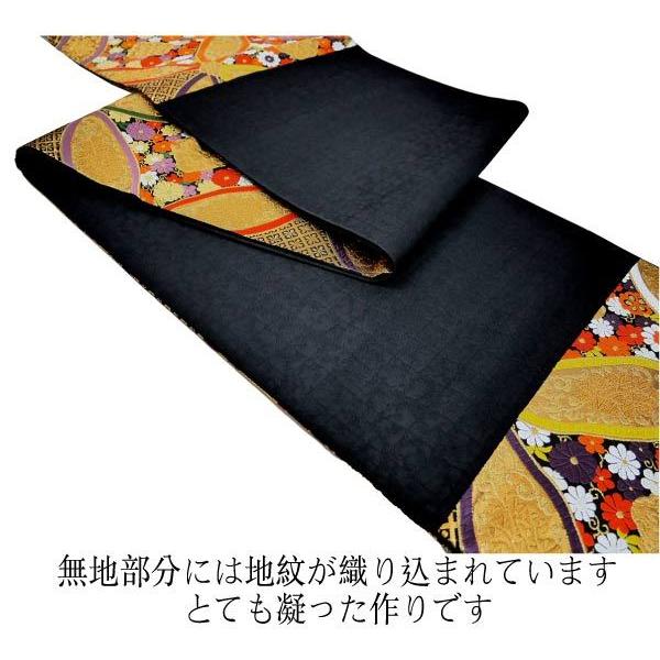 帯2864 ●やまと誂製 高級 正絹 七宝唐花文 全通 袋帯 平和屋本店□最高級 太鼓柄袋帯 総駒刺繍 七宝大華文 金銀糸 共