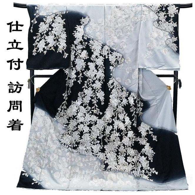 正絹☆夏羽織 紗 黒 ダイヤに花刺繍 銀座【B-3910】染五ッ紋 総刺繍 黒留袖 四季花に鶴の図 :身丈157/裄67