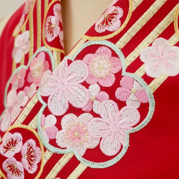 振袖用 刺繍 半衿 he-003 赤 レッド 梅 刺繍入り 振袖 成人式 結婚式
