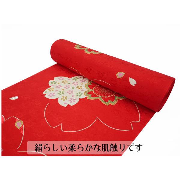 振袖用 正絹 長襦袢 友禅染 j-186 送料無料 反物 赤 レッド 振袖 振袖用 正絹 長襦袢 友禅染 j-186 送料無料 反物 赤 レッド 振袖
