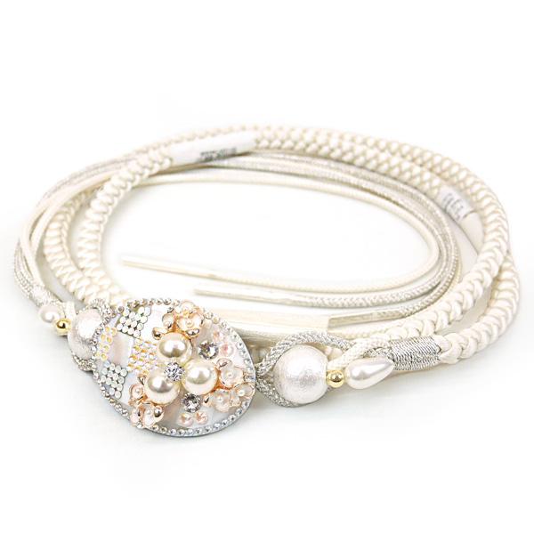 振袖用 正絹 飾り帯締め oj-021 日本製 白 ホワイト 黒 ピンク 3