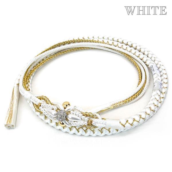 正絹 飾り帯締め 振袖 成人式 oj-081 帯締め 白 ホワイト 黒 ブラック