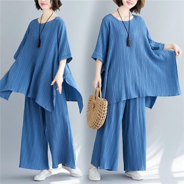 激安 セットアップ レディース パンツ 綿麻 麻 リネン 涼しい ブラウス 7分袖 ワイドパンツ ゆったり 高級感 夏 おしゃれ 大きいサイズ 03jul19vxjljt18 協和屋 通販 Yahoo ショッピング