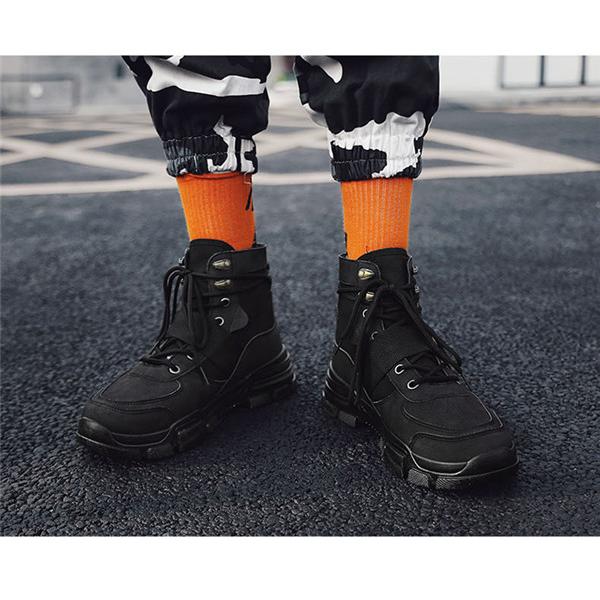 値下げ ショートブーツ ワークブーツ メンズ マウンテンブーツ 厚底 モックトゥブーツ 雑誌で紹介された レースアップ エンジニア ミリタリー マジックテープ 安い