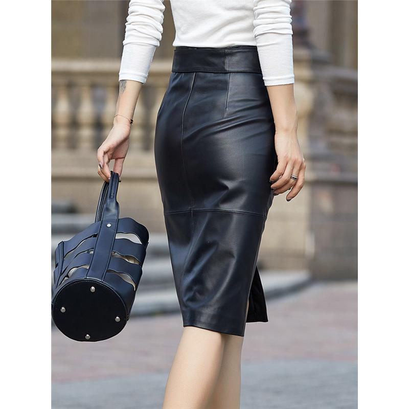 レザースカート レディース ロングスカート 本革 ミディアム丈 膝丈