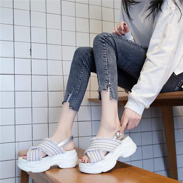 スポーツサンダル デニム レディース ウェッジソール 運動 スニーカー 歩きやすい カジュアル オープントゥ 厚底 軽量 ミュール ヒール 8cm 19mar03vnzlx15 協和屋 通販 Yahoo ショッピング