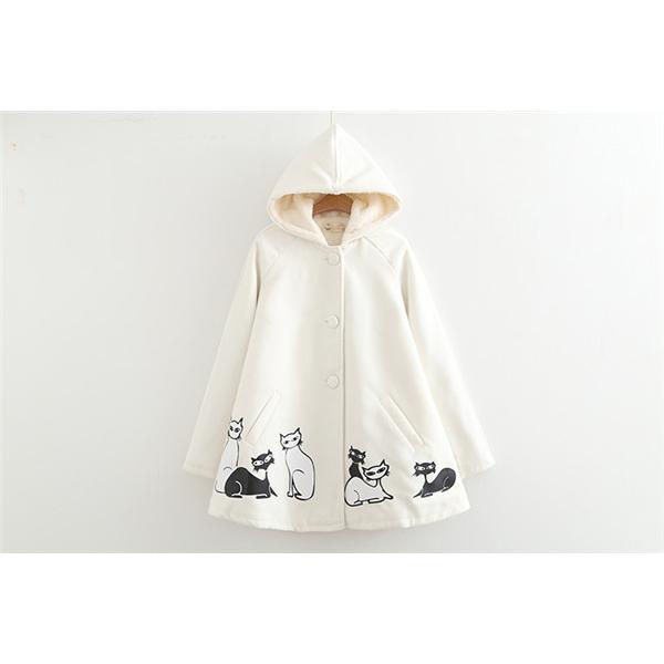 ダブルコート ショート丈 レディース 猫 ネコ パーカー フード付き おしゃれ 裏ボア ねこ 猫柄 ジャケット アウター 裏起毛 暖か 可愛い 30sepvkswy10 協和屋 通販 Yahoo ショッピング