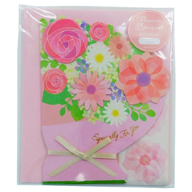 Z&K（ゼットアンドケイ）フラワーブーケ色紙 プチ ピンク メッセージ