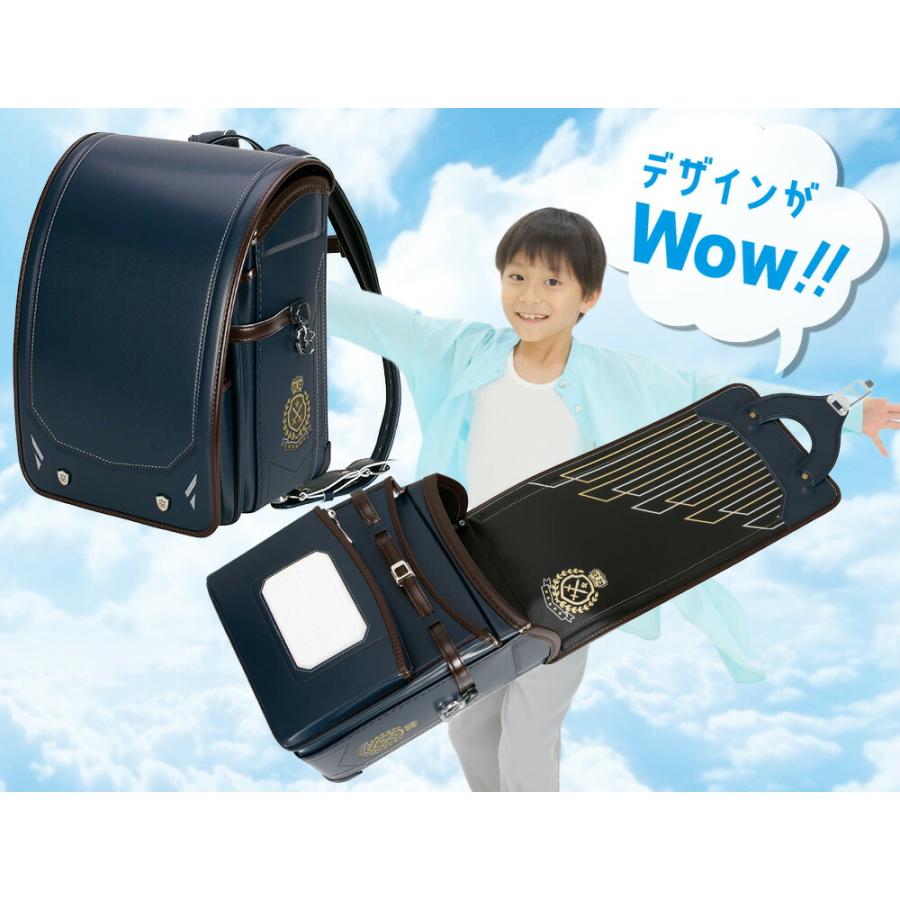 ランドセル 男の子 ふわりぃ グランコンパクトWow!! 2027年度新作 A4フラットファイル タブレットPC チェストベルト 軽量 反射 大容量 6年保証  日本製 正規品の画像