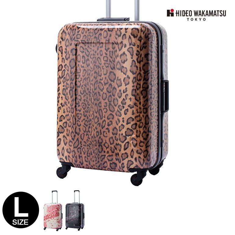 スーツケース プリント さくら 桜 ヒョウ柄 レパード Hideo Wakamatsu プリント柄 大型 Lサイズ 5 7泊用 Tsaカードロック4輪 おすすめ スーツケース バッグ 協和 通販 Paypayモール