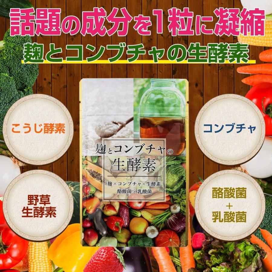 生酵素 サプリ 酵素 コンブチャ 麹酵素 こうじ酵素 酪酸菌 乳酸菌 サプリメント 麹とコンブチャの生酵素 30日分｜kyowashokken｜02